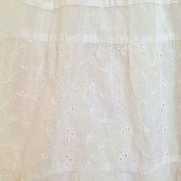 Kim Rogers Boho Skirt Prairie White Tier Skirt Crochet Eyelets Lined Pull On PL - Picture 5 of 14